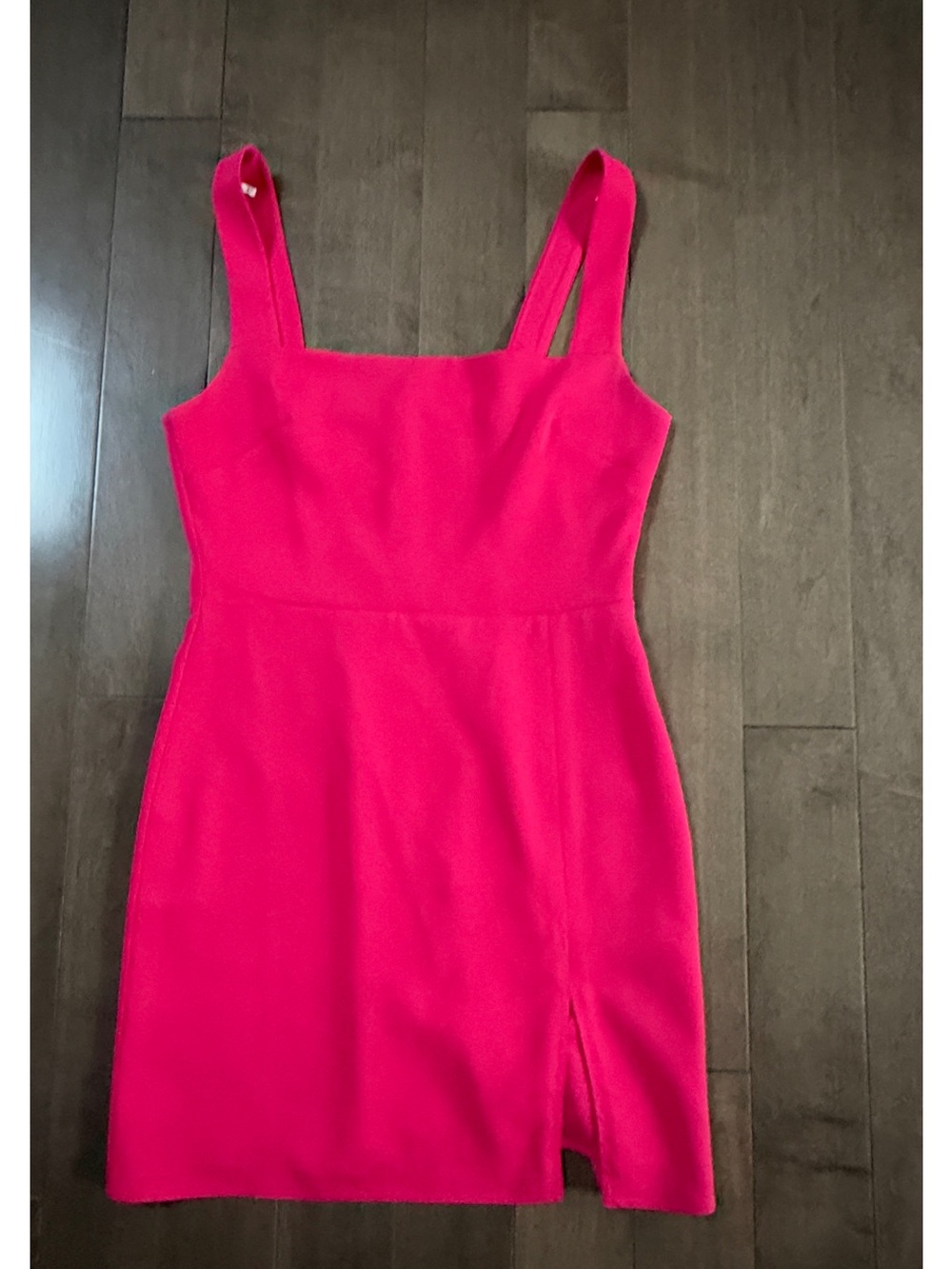 Babaton Hot Pink Square-Neck Mini Dress